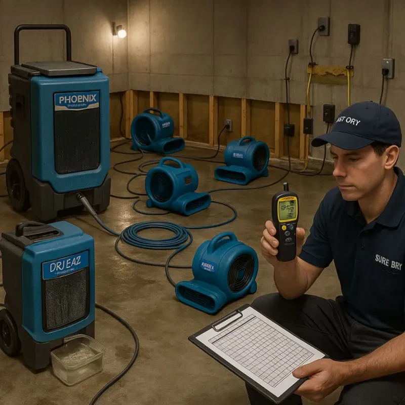 Structural Drying and Dehumidification process in Laguna Park, TX